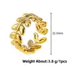 Anillo Moderno de Acero Inoxidable Estilo Retro para Mujer, Diseño Simple de Hoja y Flor Estilo Ins, Anillo Abierto de Gama Alta que No se Desvanece