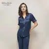 Comercio Exterior Transfronterizo Exclusivo Pijama 100% Seda de Morera para Mujer Verano Nuevo Estilo Manga Corta Pantalón Largo Conjunto de Ropa para el Hogar