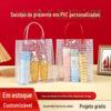 Bolsa de mão transparente de plástico PVC com grão cruzado de alta qualidade, bolsa para cosméticos, bolsa de mão para bebida de chá com leite, sacola de compras, sacola de presente