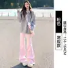 Calça de moletom branca pantalona para mulheres, coleção outono/inverno 2025, forrada com fleece, cintura alta, modelagem que emagrece, feita de algodão de alta qualidade, joggers casuais