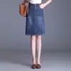 Falda midi de mezclilla para mujer, nuevo estilo popular otoño/invierno 2026, falda ajustada, de cintura alta, falda lápiz de línea A con abertura