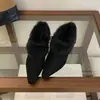 Sapatos Peludos de Salto Grosso com Bico Fino Versáteis de Moda Retrô para Mulheres, Novo Estilo Outono e Inverno 2026, Sapatos Elegantes de Algodão Pelúcia para Mulheres