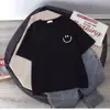 Camiseta de Verano para Niños con Estampado de Cara Sonriente, Talla Europea Transfronteriza, Manga Corta, Corte Holgado, Básica, Versátil, Fresca