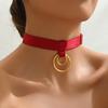 Ropa de Bambú Transfronteriza Nueva Negra Halter Colgante Metálico Doble Anillo Collar Ajustable Jq008