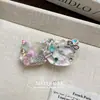 Pinza para el Cabello de Acetato con Diamantes Brillantes de Lujo Ligero, Resistente, de Gato, con Lazo de Pedrería Dulce, Pinza de Pico de Pato, Pinza para Flequillo Lateral, Accesorio para el Cabello para Mujeres