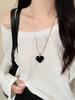Fiebre Mismo Estilo Hecho a Mano Collar con Colgante de Corazón para Mujer Cuerda Trenzada Negra Uso Accesorios Decorativos Cadena Larga para Suéter