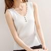 Camisola de Seda Helada para Mujer Verano Nuevo Cuello en V Ajustado Espalda Hermosa Moderna Sin Mangas Camiseta Base