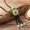 Cadena de suéter de flores hecha a mano de moda retro, collar largo y elegante de estilo antiguo, accesorios versátiles para uso diario