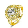 Moda moda nacional estilo étnico anel de flor flor flor grande anel de diamante flor anel de diamante redondo