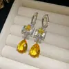 Aretes colgantes de oro real de 18k con baño, con zirconias cuadradas y forma de gota de agua para mujer, estilo retro artístico, lujo ligero, sensación de alta gama, diseño de nicho