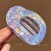 Pinza Curva Plana de Abulón Azul para Mujer, Estilo de Alta Gama, Nuevo Modelo 2025, Pinza para el Cabello que No Irrita la Parte Posterior de la Cabeza, Pinza de Pato