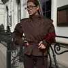 Casaco Trench Versátil para o Dia a Dia Feminino, Design de Nicho Estilo Francês, Outono e Inverno, Corte Solto Emagrecedor, Cintura com Amarração, Manga Longa, Gola Lapela
