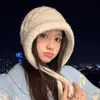 Balaclava de Novo Estilo Coreano para Circunferência de Cabeça Grande Outono e Inverno Chapéu de Lã Quente para Exterior com Veludo e Proteção de Orelha Espessa