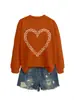 Amazon eBay Estação Autônoma Moda Temperamento Versátil Feminino Outono Inverno Novo Coração Nota Musical Gola Redonda Moletom Comércio Exterior