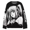 [Personalización Tejida] Suéter Negro de Cuello Redondo para Jóvenes Americanos, Pareja de Anime, Manga Larga, Primavera y Otoño, Suéter para Hombre
