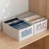 Caja de almacenamiento de ropa con ventana visible, armario doméstico, cesta de almacenamiento en capas, caja de almacenamiento de ropa y pantalones de algodón y lino, herramienta organizadora