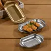 Bandeja Retangular Retro de Aço Inoxidável com Duas Alças para Petiscos de Churrasco, Uso Comercial para Restaurantes de Hot Pot e Churrasco, Prato para Apresentação de Carnes e Preparação de Alimentos