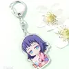 Chaveiro acrílico transparente dupla face da moda, mercadoria de anime de desenho animado, pingente decorativo de Demon Slayer, patch perfurado
