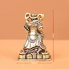 Latón Puro Dios de la Riqueza Zhao Gongming Adorno Vintage Decoración del Hogar Escritorio Mascota de Té Pieza de Decoración Artesanal
