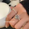 Anillo de Plata S925 con Textura Arrugada de Aguamarina para Mujer, Estilo Ins, Textura Suave, Sensación de Alta Gama, Anillo Abierto