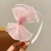 Diadema de Malla Perlada para Niñas, Diadema con Lazo para Niñas que No Daña el Cabello, Accesorio Versátil para Fiestas de Cumpleaños de Niñas