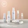 Botella atomizadora ultra fina simple de 50 ml, botella de loción de 150 ml, botella de presión de plástico PET, botella redonda de hombro para tónico de 100 ml