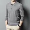 Camisa de punto de manga larga para hombre, Polo fino de otoño con cuello camisero, Suéter casual para hombres de mediana edad, Camiseta de papá