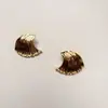 Pendientes de botón de personalidad de moda transfronteriza europea y americana, lujo ligero, nicho, diseño plisado retro simple, para ir al trabajo de alta gama