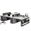 Escritorio Moderno Casual de Madera Maciza Estación de Trabajo para 4-6 Personas Mesa de Gabinete Alto para Oficina Financiera