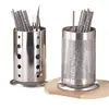 Tubo para palillos de acero inoxidable cesta redonda para palillos jaula para palillos vajilla de restaurante tubo para cuchillo y tenedor cesta de drenaje a prueba de moho cubo para palillos