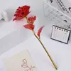 Rosa única folheada a ouro com folhas douradas, rosa artificial, Natal, Dia dos Namorados, presente de aniversário, cerimônia de inauguração