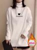 Novo Estilo Gola Meia-Alta Camada Base Térmica Dupla Face Camiseta Manga Longa Feminina Top Espesso Escovado para Outono e Inverno Ins