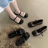 Nuevos Zapatos de Cuero Pequeños Británicos Cuadrados Planos Mary Janes con Correa de Combinación de Colores Retro para Mujer