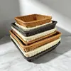 Cestas de Exibição para Vegetais, Cestas de Armazenamento para Frutas, Cestas de Bambu, Cestas de Exibição de Frutas em Rattan Sintético, Cestas Trançadas de Rattan, Cestas Quadradas para Pão
