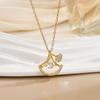 Popular Diseño Estilo Japonés y Coreano Serie Inteligente Colgante de Zirconia Collar de Acero de Titanio Cadena para Clavícula de Mujer Recubrimiento Galvánico de Oro Real No se Desvanece