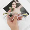 Gafas Cuadradas Sin Marco, Elegantes y Versátiles para Rostros Redondos, Luz Azul Anti-Azul, Gafas de Alta Gama Anti-Azul para Mujeres