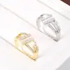 Anillo de cobre geométrico elegante suministro de comercio exterior Anillo de personalidad de material de cobre con diseño de línea para influencers