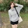 Estilo Nuevo de Verano Ropa Protectora Solar de Seda Helada para Mujer, Chaqueta Casual con Capucha, Anti-UV, Ropa Deportiva Protectora Solar de Corte Holgado, Blanca y Delgada