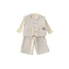 Conjunto de outono e inverno para menina de 1 ano, 2 peças: casaco de lã, blusa de tricô, conjunto estilo coreano para meninas, calça infantil, conjunto de três peças