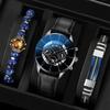 Gran venta transfronteriza de reloj de pulsera de cuarzo para hombre, estilo informal, con calendario de negocios y tres esferas, de imitación de Ginebra.