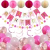 Conjunto Temático Colorido Transfronteiriço para Decorações de Casamento e Festa de Aniversário, Faixas de Aniversário, Guirlandas Espirais e Arranjos de Balões Coloridos