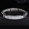Pulsera de Plata Esterlina S925 Paz Mantra de Seis Sílabas Patrón de Nube Auspiciosa Plata Tailandesa Tejida a Mano Retro Antigua Cadena Gruesa de Plata