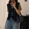 Colete Tricotado Estilo Retrô Empilhado Estilo Ocidental Estilo Coreano Senso de Design Cinco Estrelas Irregular Colete Cardigã Decote V Suéter Colete