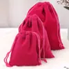 Bolsas de Veludo com Cordão, Embalagens de Veludo para Presentes, Bolsas com Cordão para Embalagem de Joias, Bolsas de Armazenamento de Pelúcia, Atacado em Estoque