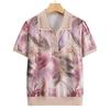 Nueva blusa de solapa de manga corta de primavera y verano para madres de mediana edad, camisa pequeña reductora de edad de moda para mujeres de mediana edad y mayores para abuelas
