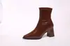 Botas Martin Retro Francesas de Punta Fina para Mujer 2026 Otoño/Invierno Nuevo Estilo Tacón Grueso Cremallera Trasera Botines Cortos Botas de Mujer Botas Adelgazantes de Moda