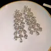 Gota de Rocío de Vid de Estrella~Aguja de Plata Tallo de Diamante Completo Pendientes Borla Pendientes de Botón Estilo Nuevo Europeo y Americano Lujo Ligero Sensación de Gama Alta Joyería para Orejas Venta al por Mayor
