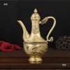Jarra de Vino Doble Pez Amarillo Puro, Jarra Baifu para el Hogar y Juego de Copas de Vino, Dote de Boda, Ofrendas de Boda, Decoraciones para Muebles