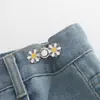 Botón de Cara Sonriente con Margarita para Cintura, Base Plana, Desmontable, Sin Coser, Botón de Cintura Reductor para Jeans, Reductor de Talla de Cintura