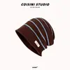 Gorro de Lã Australiana 100% Importada Tricotado Slouchy para Homens e Mulheres, Quente de Outono Artístico Casual Versátil Afina o Rosto Pequeno Chapéu Turbante